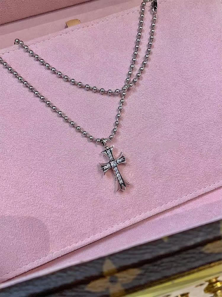 Chrome Hearts Silver Cross Pendant Necklace